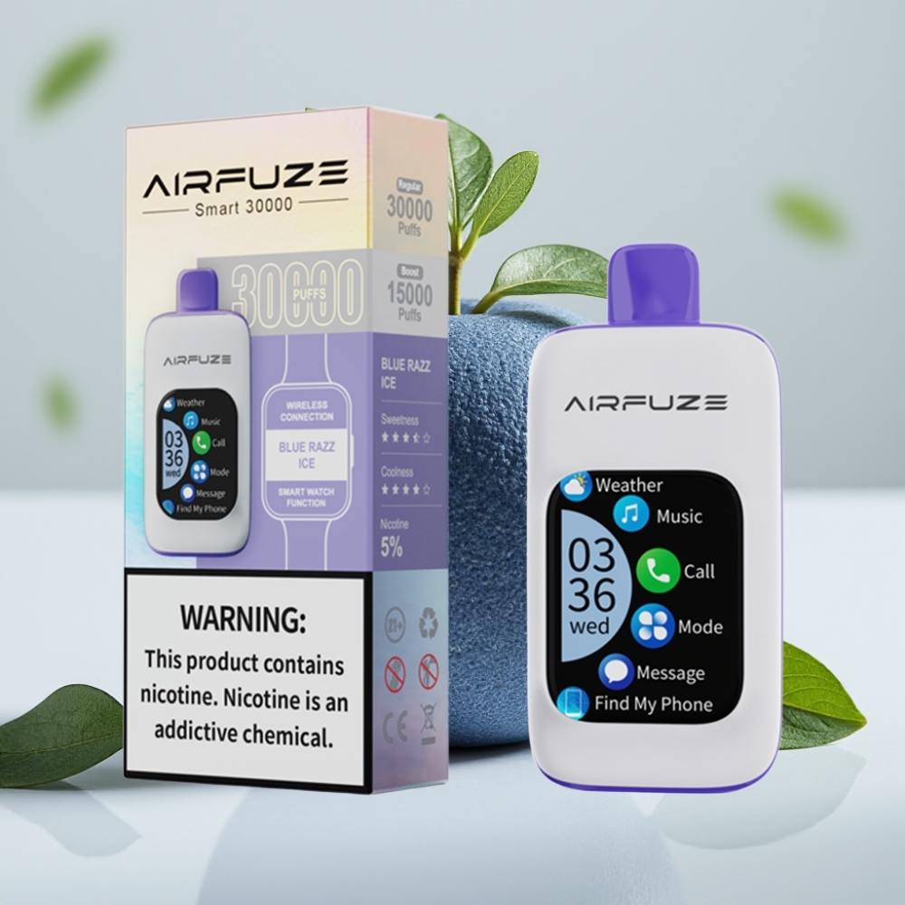 AirFuze Smart 30000 Puffs Disposable Pod Blauwe Framboos IJs met Touchscreen & Type-C