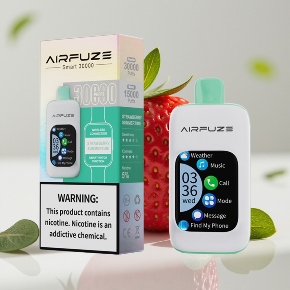 AirFuze Smart 30000 Puffs Disposable Vape Aardbeien Zomer TFT Touchscreen Type-C 900mAh