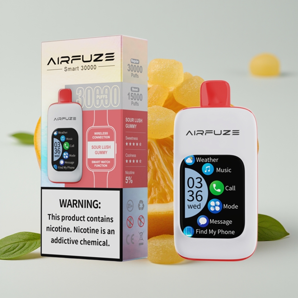AirFuze Smart 30000 Puffs Disposable Vape Zure Lush Gummy met 2.01\" Touchscreen & Type-C