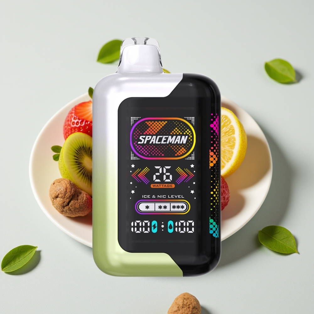 SMOK SPACEMAN SP40000 Nul Nicotine Disposable Vape Aardbei Kiwi 20ml 1000mAh 4W 4IJs Scherm